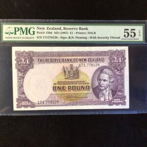 World Banknote Grading NEW ZEALAND《Reserve Bank》1 Pound【1967】『PMG Grading About Uncirculated 55 EPQ』