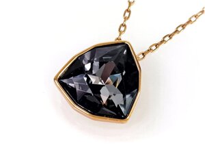 スワロフスキー　SWAROVSKI　クリスタル　ネックレス　幅1.4cm　クリアブラック×ゴールドカラー　YAS-9745