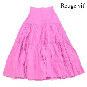 21SS★ Rouge vif ルージュヴィフ 春夏 製品染め♪麻100% マキシ丈 ギャザー ティアード リネン スカート Sz.36　レディース　D3B00309_4#P