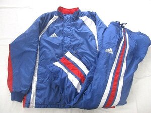 adidasアディダス トリコロールカラー中綿ウォームアップジャケット+パンツ 上下セットアップXO