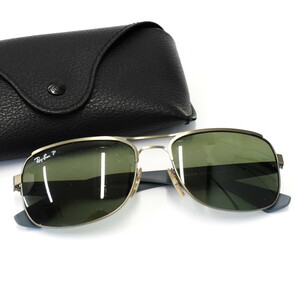 1円 ◆美品 RayBan レイバン サングラス アイウェア スクエア RB3524 偏光レンズ プラスチック ガンメタ グレー◆E.Begr.zE-23