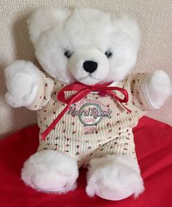 【かわいい♪】Herrington Bears 　Hard Rock cafeの服を着た　白いクマさんのぬいぐるみ　テディベア　約30㎝　GUAM USA2000　着せ替え