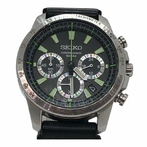 USED SEIKO セイコー CHRONOGRAPH 100M 6T63-00D0 シルバー ブラック ラバー バンド アナログ 3針 腕時計 時計 文字盤 動作品 稼働品