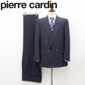 ◆pierre cardin ピエールカルダン 金釦 ウール ダブルブレスト スーツ 黒 ブラック 94A6/73