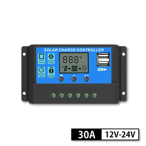 30A ソーラーパネル コントローラー PWM式 12V/24V LCD液晶 チャージコントローラー レギュレーター USB付き ソーラーチャージ