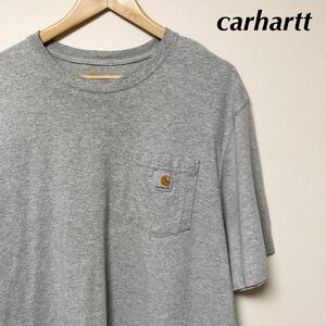 carhartt /ORIGINAL FIT /カーハート /メンズL 半袖Tシャツ ポケットTシャツ トップス グレー ワーク アメカジ 古着