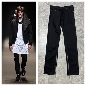 DIOR HOMME 2009AW ディオールオム 2009年 秋冬 コレクション クリスヴァンアッシュ 裾 ジップ スキニー デニム ジーンズ パンツ 27 黒