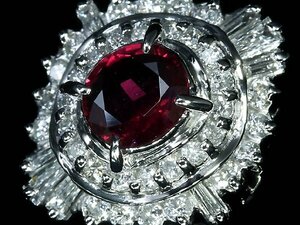 KL12579S【1円～】新品【RK宝石】≪RUBY≫ 妖艶な濃厚カラー!! 極上ルビー 0.56ct 極上ダイヤモンド Pt900 高級リング ダイヤ