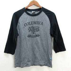 y■コロンビア/COLUMBIA 3/4袖丈ラグランカットソーTシャツ■灰/黒【メンズS】MENS/50【中古】