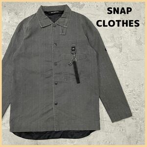 SNAP CLOTHES スナップクロース ジャケット 長袖シャツ 胸ポケット ビッグシルエット 日本製 カバーオール メンズ サイズL グレー 玉FL2210