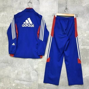 ◆Adidas/アディダス ジャージ 上下セット サイドライン バックロゴ ブルー 150 キッズ K56 ｃ2373 サッカー