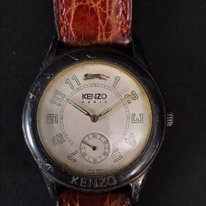 ER0905-53-3 KENZO PARIS ケンゾー KN-2101 レザーベルト SV925 刻印 腕時計 クォーツ 時計部分32g JAPAN MADE 現状品 60サイズ