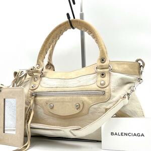 《超希少》BALENCIAGA バレンシアガ ザファースト ハラコ レザー 2WAY ハンドバッグ ショルダーバッグ ミラー付 肩掛け エディターズ 