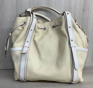 TUMI トゥミ HOBO DRAWSTRING トートバッグ ショルダーバッグ [49682LAT] クリーム色 肩掛け 大きめ レザー メンズ