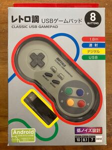 レトロ調 USBゲームパッド スーパーファミコン風 コントローラー BUFFALO Nintendo SFC スーパーファミコン