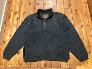 REI ウール　USA製　90s vintage 深緑　ハーフジップ　セーター　100円スタート　売り切り　ニット メンズS プルオーバー　USA輸入