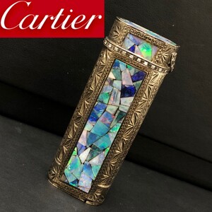 (C122505)Cartier ガスライターSilver CT20 ライター 喫煙具 シルバー モザイクオパール 総重量約116.4g 