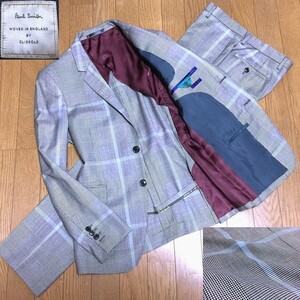 美品 定価154,000円 Paul Smith ポールスミス 英国 CLISSOLD 2019ss 極上 グレンチェック オーバーペーン 本切羽 セットアップ スーツ M