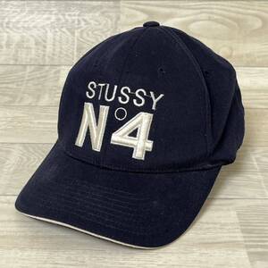 STUSSY ステューシー オールド YUPOONG製 FLEXFIT No.4 刺繍 6パネル キャップ Big 4 ネイビー 帽子