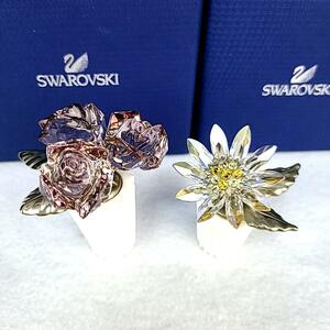 ★美品 ◆ スワロフスキー　SWAROVSKI ローズブーケ　5045565　薔薇 デイジー　5045567 箱つき クリスタル　置物　フィギュリン