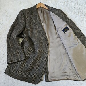 美品 ブルックスブラザーズ【U.S.A製 超希少46 4L 相当 グレンチェック ウール】BROOKSBROTHERS テーラードジャケット ダークブラウン