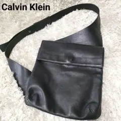 Calvin Klein レザー ショルダーバッグ ボディーバッグ 黒 ブラック