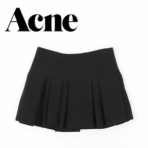 ◆Acne アクネ プリーツ ミニ スカート 黒 ブラック 34