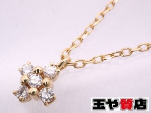 ミキモト 美品 ダイヤ0.11ct クロス ペンダント ネックレス K18YG イエローゴールド