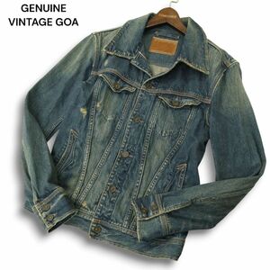 GENUINE VINTAGE GOA ゴア 通年★ Gジャン デニム ジャケット ヴィンテージ風 ダメージ加工 色落ち Sz.2 メンズ　A4T11421_A#O