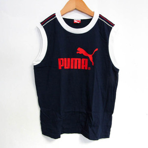 プーマ タンクトップ ノースリーブ シャツ トップス スポーツウエア キッズ 男の子用 140サイズ 紺×白 PUMA