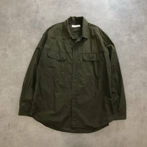 GQ553◇JOHNBULL :　コットン/リネン ミリタリーシャツ◇M◇カーキ系 定価¥17,600- ジョンブル