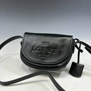 美品【ロエベ/LOEWE本物】ショルダーバッグ/レザー/ブラック/斜めがけ【A967M