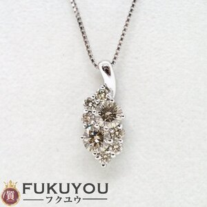 K18WG メレダイヤモンド 総0.90ct デザイントップ付き チェーンネックレス 3.5g 45cm