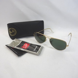 FtTh585991 レイバン サングラス メタルフレーム AVIATOR CLASSIC アビエータークラシック RB3025 グリーンブラック系 メンズ Ray-Ban 中古