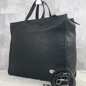 極美品 CELINE セリーヌ 2WAY トートバッグ ハンドバッグ オールレザー セレリア ステッチ 肩掛け ベルト ブラック 黒 型押し シボ革 通勤 