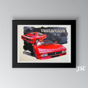 ポスター キャンバス PAC11 フェラーリ スパイダー テスタロッサ ランボルギーニ PORSCHE 水墨画 アート イラスト インテリア 雑貨