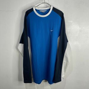 ☆送料無料☆ 00s☆NIKE☆切替ロングスリーブゲームTシャツ☆スウォッシュロゴ☆XXL