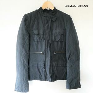 良品 ARMANI JEANS アルマーニジーンズ 裏地フリース フード 2WAY ダウンジャケット ジャケット 黒 ブラック