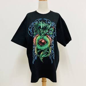 YH0193 美品 REO ROCK OF THE T-SHIRTS メンズ Tシャツ 半袖 コットン100％ XL ビッグプリント 上質 黒 万能 ベーシックカジュアルスタイル