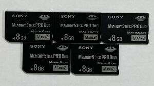 ★無料★ SONY/ソニー memory stick pro duo 8GB 5枚まとめ売り メモリースティック/PSP/メモリーカード フォーマット済み動作品