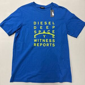 DIESEL ディーゼル Tシャツ クルーネック 半袖 00S4EL 0091A T-JUST-J5 ロゴ ジャストフィット DS41361SL Mサイズ メンズ 未使用 青 ブルー