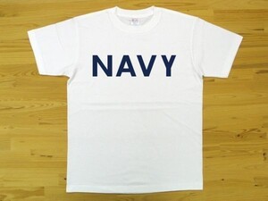 NAVY 白 5.6oz 半袖Tシャツ 紺 XL ミリタリー ロゴ ネイビー 海軍