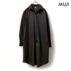 【送料無料】MUJI 無印良品★長袖シャツワンピース ダークブラウン 茶色 XS-S