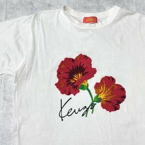 90s KENZO フラワープリント ハイビスカス Tシャツ 90年代 ケンゾー　日本製 MADE IN JAPAN オールド ビンテージ シングルステッチ 柳10168