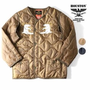 新品 HOUSTON ヒューストン EMBROIDERY M-65 LINER アラスカ ALASKA ミリタリー ライナー 刺繍ジャケット L ノーカラー インナーキルト