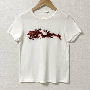 VIVIENNE TAM EMBROIDERED Dragon 龍 刺繍 Tシャツ ホワイト 0サイズ ヴィヴィアンタム 半袖 カットソー Tee Y2K archive 4050318