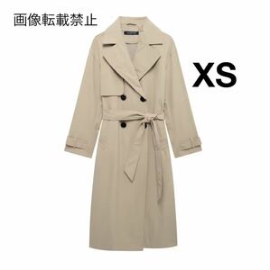 vintage ヴィンテージ レトロ ロング トレンチコート アウター XSサイズ レディース★ZARA 好きな方に★2024 A/W 秋新作 新品未使用★