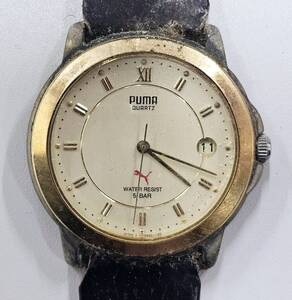 M-8546 【同梱不可】980円～ 現状品　PUMA/プーマ　Y47034-70　ゴールド文字盤　クォーツ　メンズ　レディース　腕時計　