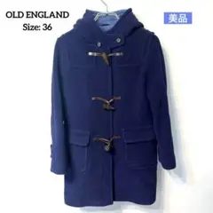 OLD ENGLAND ダッフルコート ウール 本革 ネイビー 36【美品】