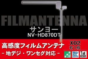 地デジ ワンセグ フルセグ L字型 フィルムアンテナ 右1枚 サンヨー SANYO 用 NV-HD870DT 対応 フロントガラス 高感度 車